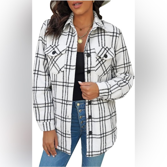Oversized plaid shacket - Picture 2 of 3